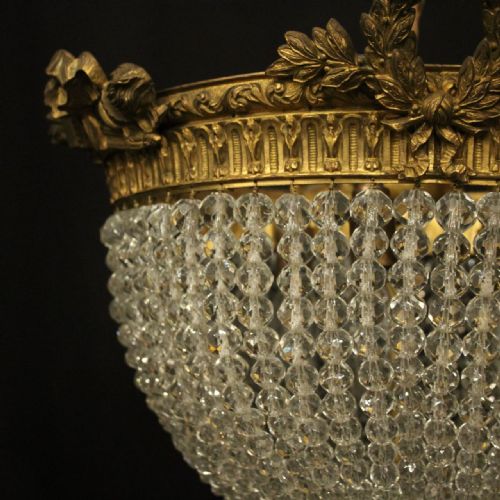 FRENCH 19TH C TRIPLE LIGHT ANTIQUE CHANDELIER - ADDITIONAL PHOTO 2