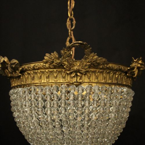 FRENCH 19TH C TRIPLE LIGHT ANTIQUE CHANDELIER - ADDITIONAL PHOTO 3