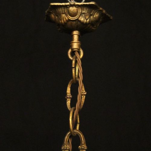 FRENCH 19TH C TRIPLE LIGHT ANTIQUE CHANDELIER - ADDITIONAL PHOTO 9