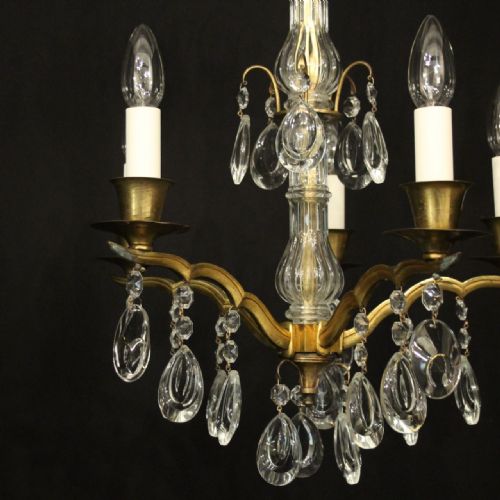 FRENCH CRYSTAL 5 LIGHT ANTIQUE CHANDELIER - ADDITIONAL PHOTO 1