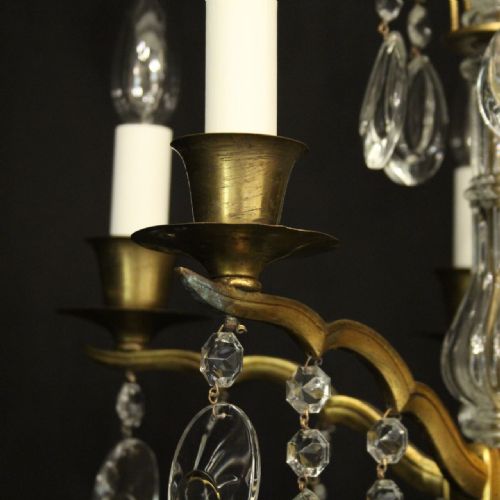 FRENCH CRYSTAL 5 LIGHT ANTIQUE CHANDELIER - ADDITIONAL PHOTO 2