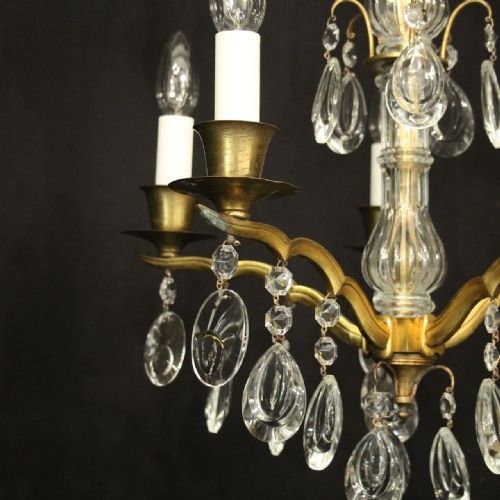 FRENCH CRYSTAL 5 LIGHT ANTIQUE CHANDELIER - ADDITIONAL PHOTO 3