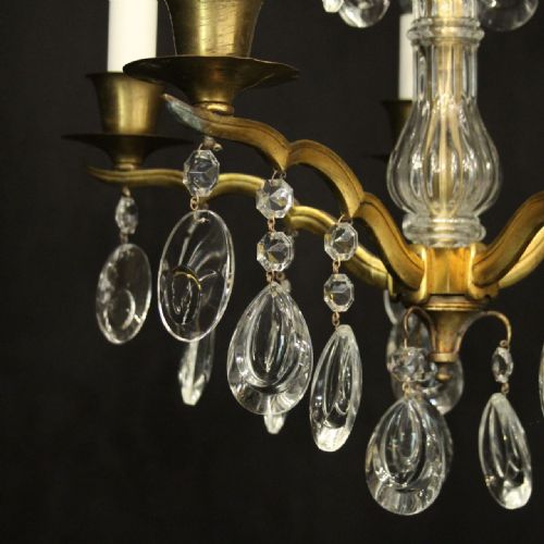 FRENCH CRYSTAL 5 LIGHT ANTIQUE CHANDELIER - ADDITIONAL PHOTO 5