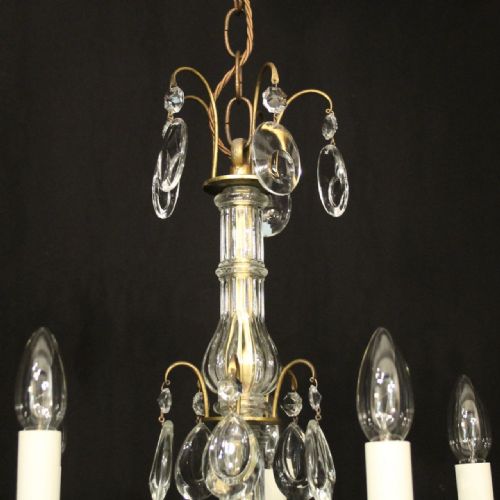 FRENCH CRYSTAL 5 LIGHT ANTIQUE CHANDELIER - ADDITIONAL PHOTO 6