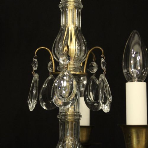 FRENCH CRYSTAL 5 LIGHT ANTIQUE CHANDELIER - ADDITIONAL PHOTO 8
