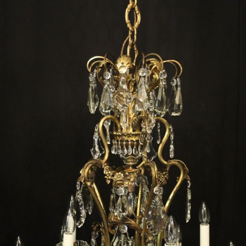 FRENCH LARGE 16 LIGHT GILDED BRONZE CRYSTAL ANTIQUE CHANDELIER - ADDITIONAL PHOTO 7