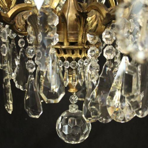 FRENCH LARGE 16 LIGHT GILDED BRONZE CRYSTAL ANTIQUE CHANDELIER - ADDITIONAL PHOTO 10