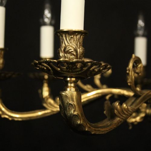 FRENCH GILDED BRASS 8 LIGHT CHANDELIER - ADDITIONAL PHOTO 1