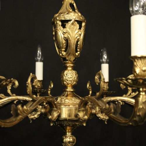 FRENCH GILDED BRASS 8 LIGHT CHANDELIER - ADDITIONAL PHOTO 2