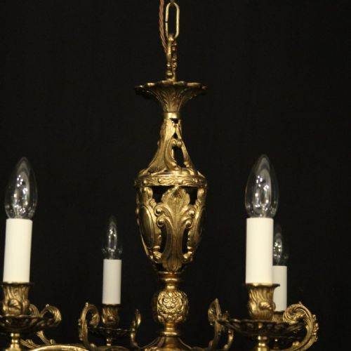 FRENCH GILDED BRASS 8 LIGHT CHANDELIER - ADDITIONAL PHOTO 4