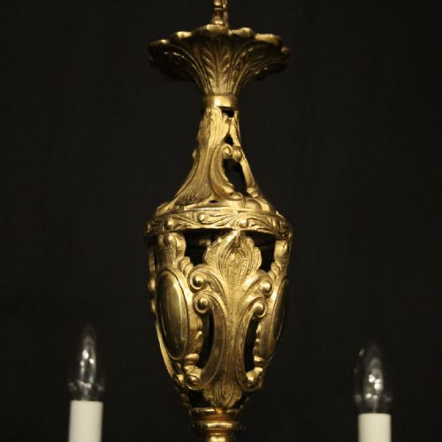 FRENCH GILDED BRASS 8 LIGHT CHANDELIER - ADDITIONAL PHOTO 7