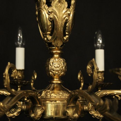 FRENCH GILDED BRASS 8 LIGHT CHANDELIER - ADDITIONAL PHOTO 8