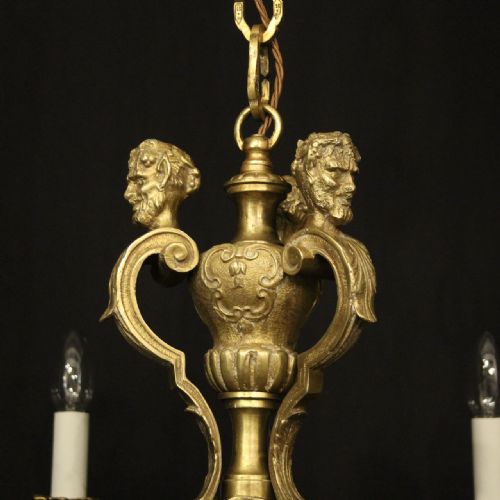 FRENCH GILDED BRONZE 6 LIGHT ANTIQUE CHANDELIER - ADDITIONAL PHOTO 3