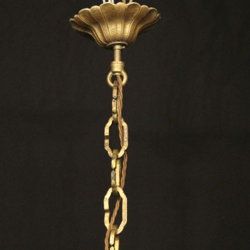 FRENCH GILDED BRONZE 6 LIGHT ANTIQUE CHANDELIER - ADDITIONAL PHOTO 9