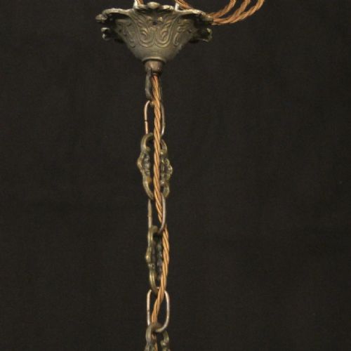 FRENCH POLYCHROME WOOD TRIPLE LIGHT CHANDELIER - ADDITIONAL PHOTO 9