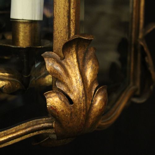 FRENCH GILDED TOLEWARE 4 LIGHT ANTIQUE LANTERN - ADDITIONAL PHOTO 8