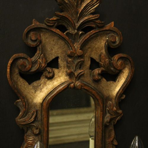 FLORENTINE PAIR OF GILTWOOD TWIN ARM ANTIQUE GIRANDOLES - ADDITIONAL PHOTO 2