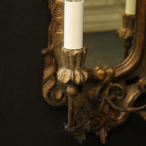 FLORENTINE PAIR OF GILTWOOD TWIN ARM ANTIQUE GIRANDOLES - ADDITIONAL PHOTO 3