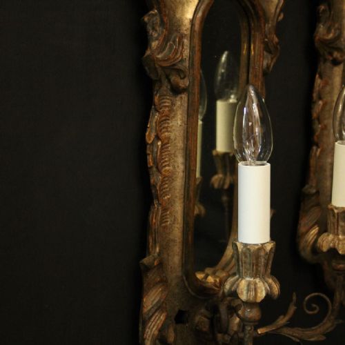 FLORENTINE PAIR OF GILTWOOD TWIN ARM ANTIQUE GIRANDOLES - ADDITIONAL PHOTO 7