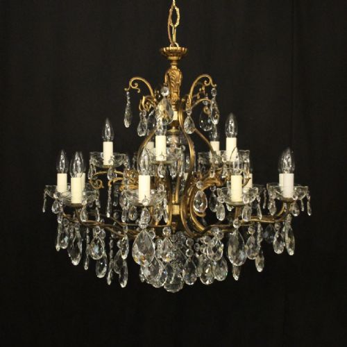 italian gilded crystal 16 light birdcage antique chandelier - CATEGORY: ANTIQUE LIGHTING - DATED 1920