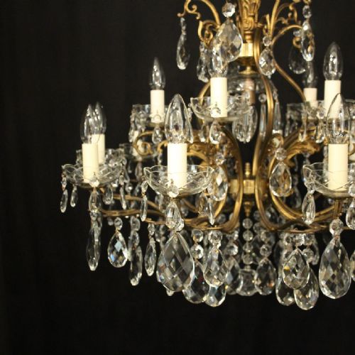 ITALIAN GILDED CRYSTAL 16 LIGHT BIRDCAGE ANTIQUE CHANDELIER - ADDITIONAL PHOTO 2