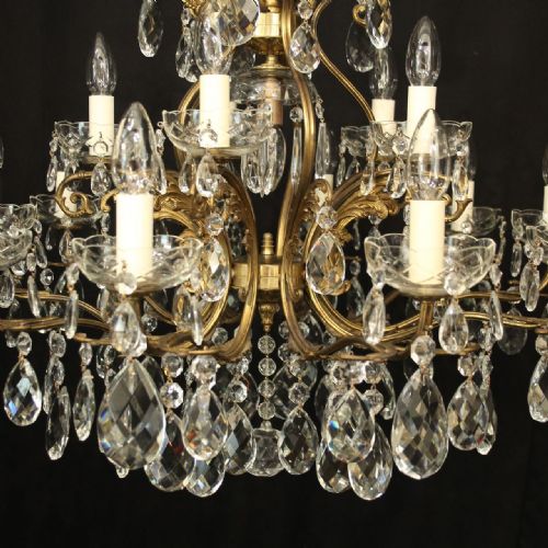 ITALIAN GILDED CRYSTAL 16 LIGHT BIRDCAGE ANTIQUE CHANDELIER - ADDITIONAL PHOTO 3