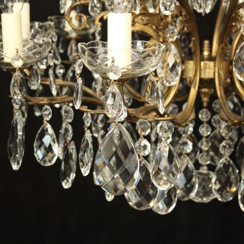 ITALIAN GILDED CRYSTAL 16 LIGHT BIRDCAGE ANTIQUE CHANDELIER - ADDITIONAL PHOTO 4
