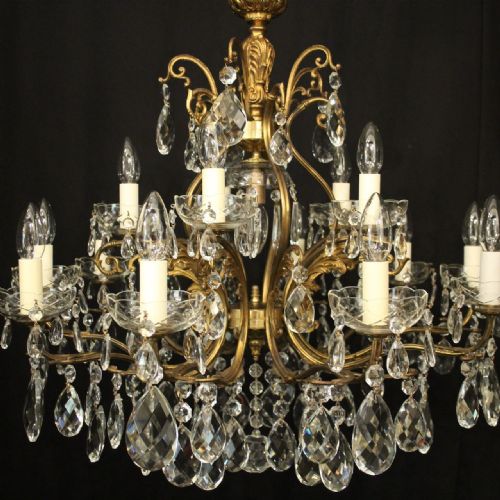 ITALIAN GILDED CRYSTAL 16 LIGHT BIRDCAGE ANTIQUE CHANDELIER - ADDITIONAL PHOTO 5