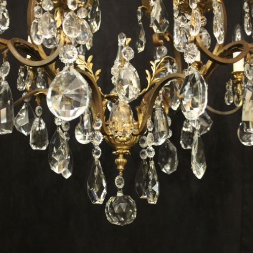 FRENCH BRONZE CRYSTAL 12 LIGHT ANTIQUE CHANDELIER - ADDITIONAL PHOTO 1