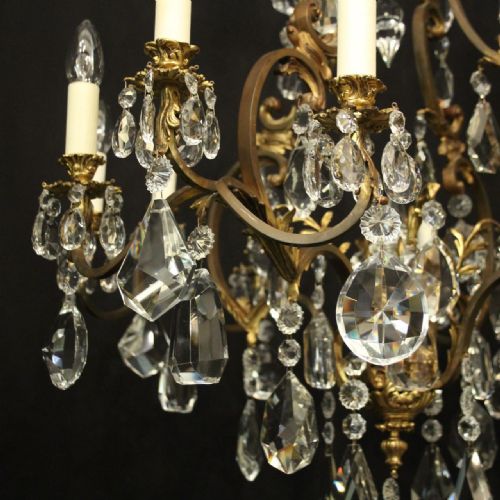 FRENCH BRONZE CRYSTAL 12 LIGHT ANTIQUE CHANDELIER - ADDITIONAL PHOTO 3