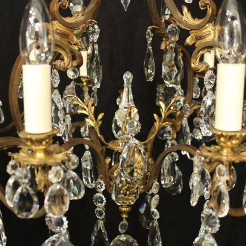 FRENCH BRONZE CRYSTAL 12 LIGHT ANTIQUE CHANDELIER - ADDITIONAL PHOTO 5