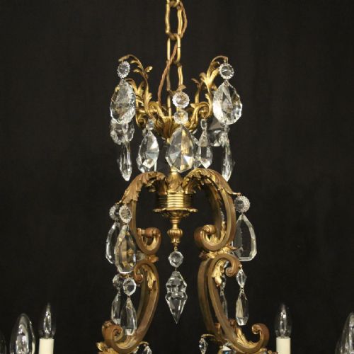 FRENCH BRONZE CRYSTAL 12 LIGHT ANTIQUE CHANDELIER - ADDITIONAL PHOTO 7
