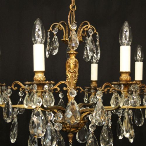 FRENCH GILDED CRYSTAL 8 LIGHT ANTIQUE CHANDELIER - ADDITIONAL PHOTO 2