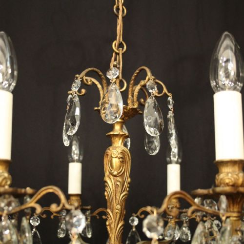 FRENCH GILDED CRYSTAL 8 LIGHT ANTIQUE CHANDELIER - ADDITIONAL PHOTO 5