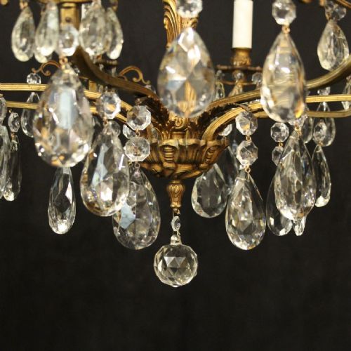 FRENCH GILDED CRYSTAL 8 LIGHT ANTIQUE CHANDELIER - ADDITIONAL PHOTO 7