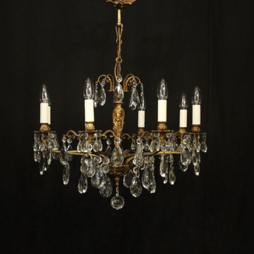 FRENCH GILDED CRYSTAL 8 LIGHT ANTIQUE CHANDELIER - ADDITIONAL PHOTO 8