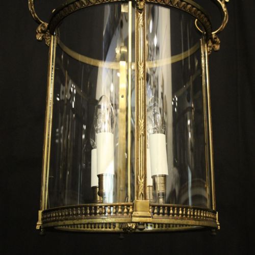 ENGLISH GILDED BRONZE 4 LIGHT CONVEX ANTIQUE LANTERN - ADDITIONAL PHOTO 3