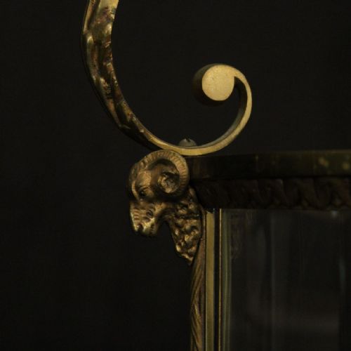 ENGLISH GILDED BRONZE 4 LIGHT CONVEX ANTIQUE LANTERN - ADDITIONAL PHOTO 6