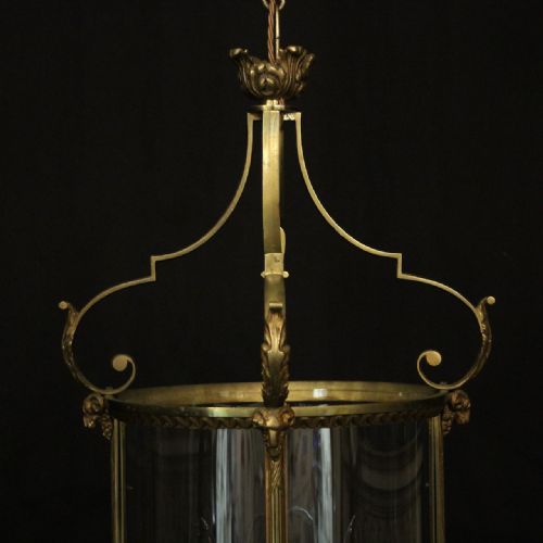 ENGLISH GILDED BRONZE 4 LIGHT CONVEX ANTIQUE LANTERN - ADDITIONAL PHOTO 7
