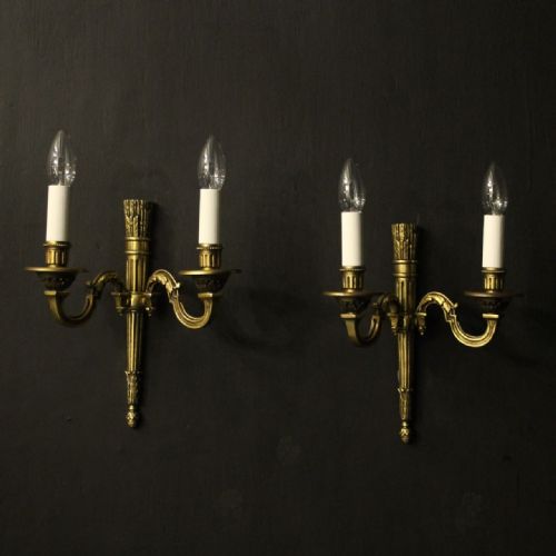 french empire gilded twin arm antique wall lights - CATEGORY: ANTIQUE LIGHTING - DATED 1920