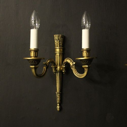 FRENCH EMPIRE GILDED TWIN ARM ANTIQUE WALL LIGHTS - ADDITIONAL PHOTO 1