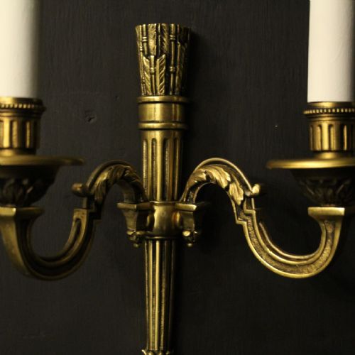 FRENCH EMPIRE GILDED TWIN ARM ANTIQUE WALL LIGHTS - ADDITIONAL PHOTO 2