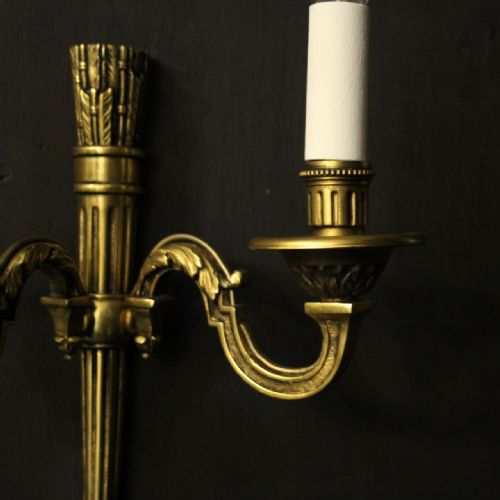 FRENCH EMPIRE GILDED TWIN ARM ANTIQUE WALL LIGHTS - ADDITIONAL PHOTO 3