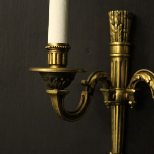 FRENCH EMPIRE GILDED TWIN ARM ANTIQUE WALL LIGHTS - ADDITIONAL PHOTO 4