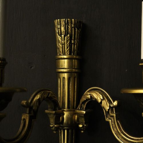 FRENCH EMPIRE GILDED TWIN ARM ANTIQUE WALL LIGHTS - ADDITIONAL PHOTO 5