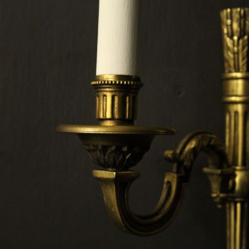 FRENCH EMPIRE GILDED TWIN ARM ANTIQUE WALL LIGHTS - ADDITIONAL PHOTO 6