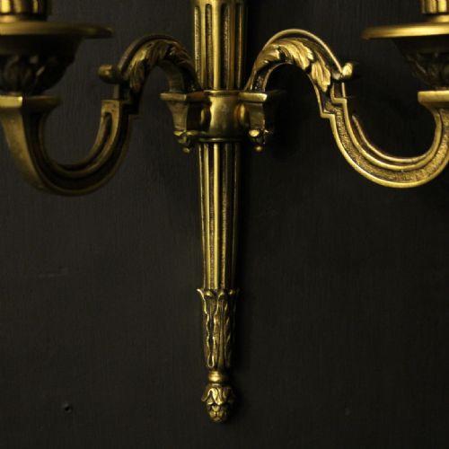 FRENCH EMPIRE GILDED TWIN ARM ANTIQUE WALL LIGHTS - ADDITIONAL PHOTO 7