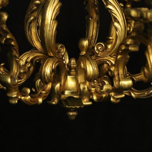 FRENCH GILDED BRONZE 8 LIGHT ANTIQUE CHANDELIER - ADDITIONAL PHOTO 8