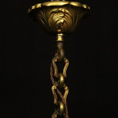 FRENCH GILDED BRONZE 8 LIGHT ANTIQUE CHANDELIER - ADDITIONAL PHOTO 9