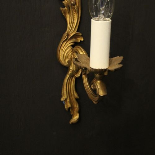 FRENCH PAIR OF GILDED SINGLE ARM WALL LIGHTS - ADDITIONAL PHOTO 5